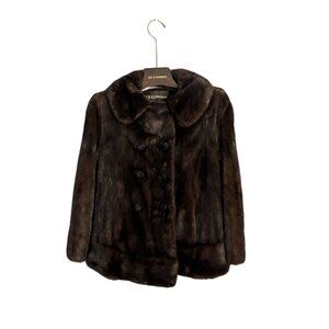 Roy H. Bjorkman Vintage Brown Mink Fur Double-Breasted Car Coat Collar pockets